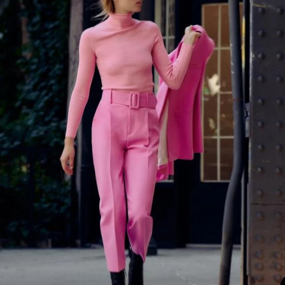 Zara Pants with Fabric-Covered Belt NWT - Picture 1 of 5